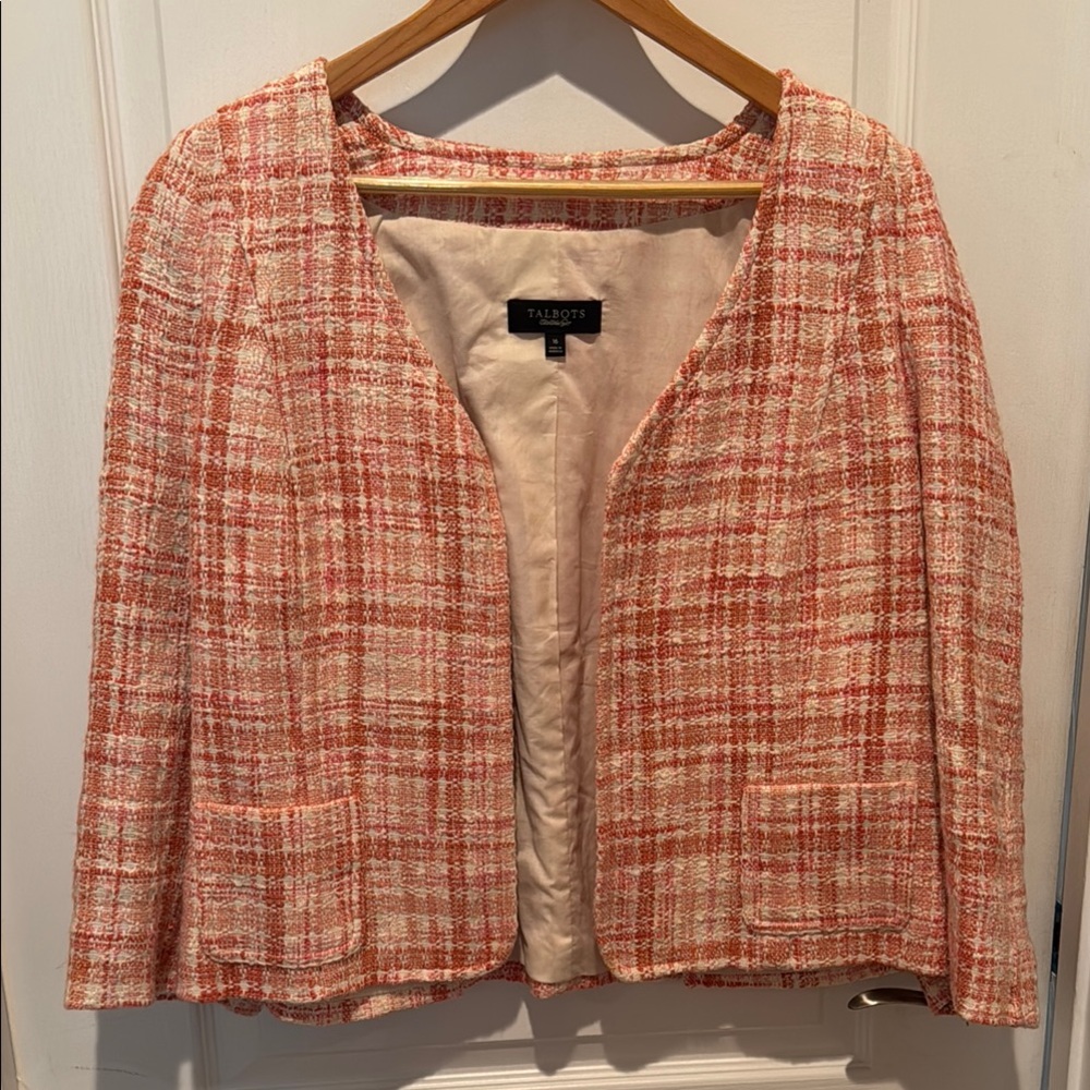 Talbots Orange and Creme Tweed Blazer